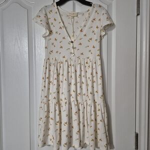 See You Monday Womens Floral Sundress Cottagecore Chic Small White Feminine